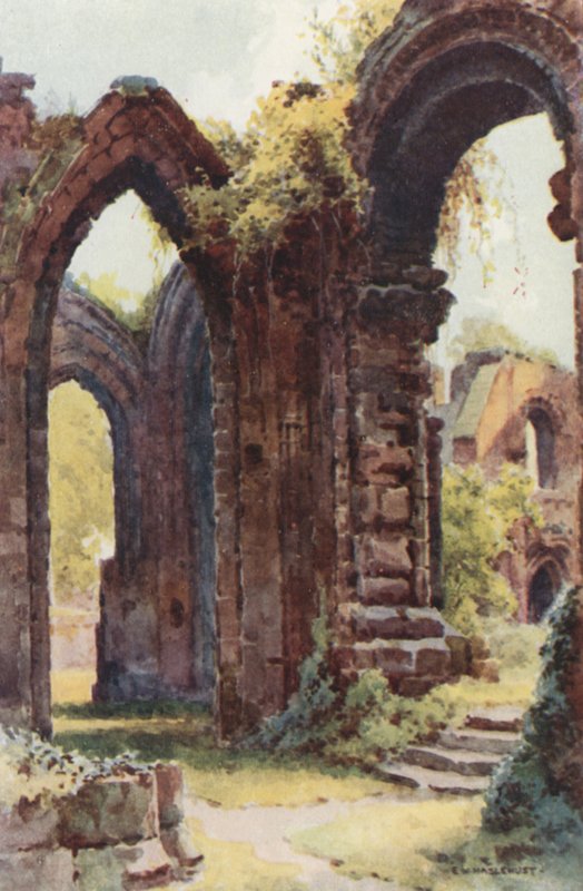 Pyhän Johanneksen rauniot (väri litho) tekijältä Ernest William Haslehust