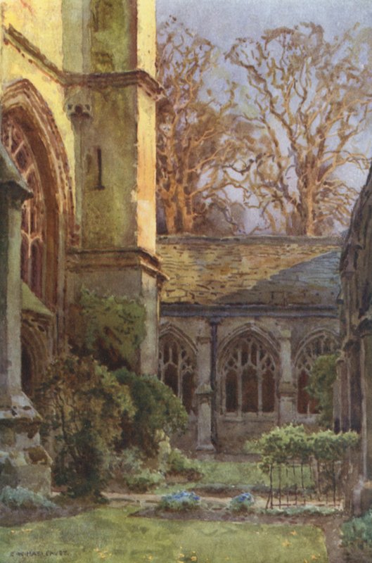 The Cloisters, Winchester College (väri litho) tekijältä Ernest William Haslehust