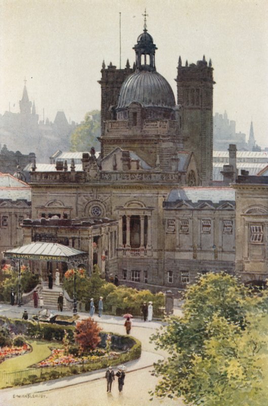 The Royal Baths, Harrogate (väri litho) tekijältä Ernest William Haslehust