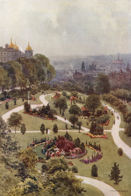 The Valley Gardens, Harrogate (väri litho) tekijältä Ernest William Haslehust