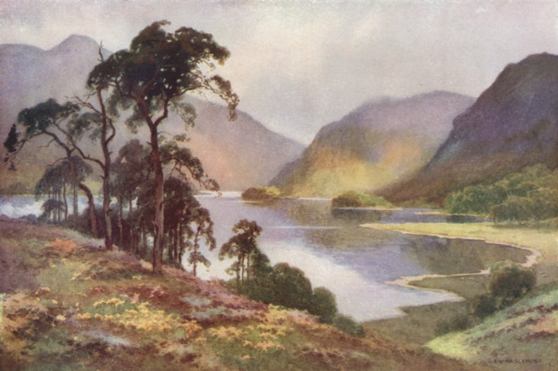 Thirlmere ja Helvellyn (väri litho) tekijältä Ernest William Haslehust