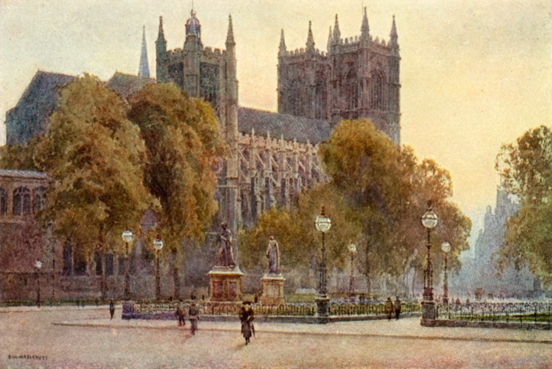 Westminster Abbey (väri litho) tekijältä Ernest William Haslehust
