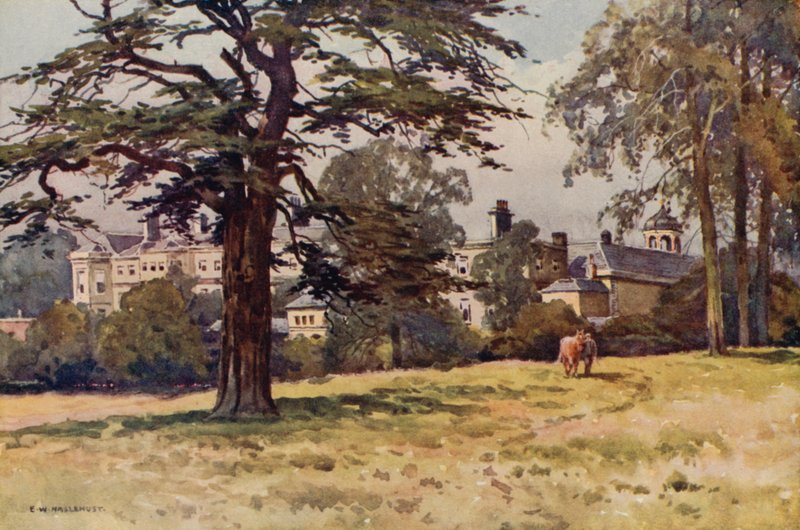 Worksop Manor (väri litho) tekijältä Ernest William Haslehust