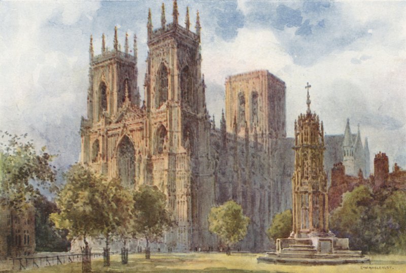 York Minster (väri litho) tekijältä Ernest William Haslehust