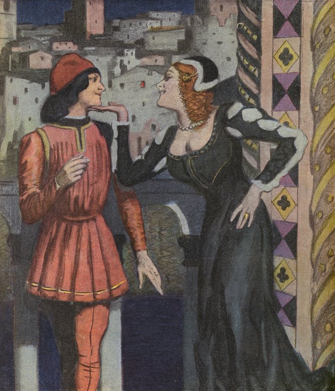 Florentine flirtti (väri litho) tekijältä Ernst (after) Heilemann