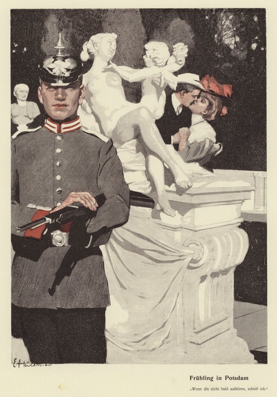 Kevät Potsdamissa (väri litho) tekijältä Ernst (after) Heilemann
