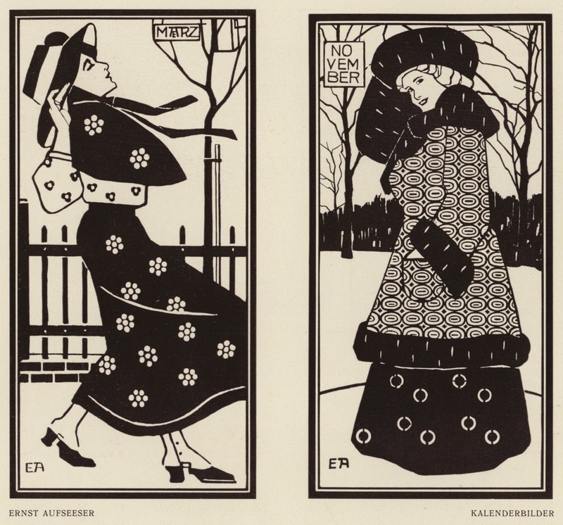 Kalenterikuvat (litografia) tekijältä Ernst Aufseeser