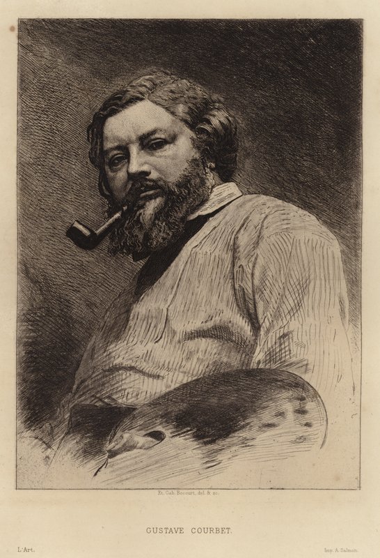 Gustave Courbet, ranskalainen realistiliikkeen taidemaalari. Etsaus Etienne Gabriel Bocourt tekijältä Etienne Gabriel Bocourt