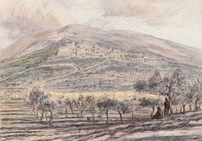 Assisi (värilitro) tekijältä Eugene (after) Burnand