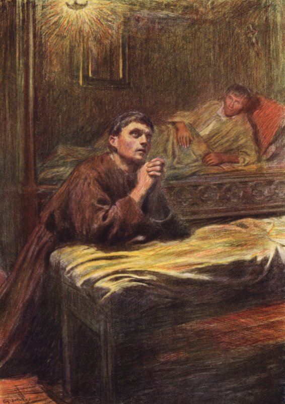 Munkki Bernard of Quintavalle (värilitro) (käännytys) tekijältä Eugene (after) Burnand