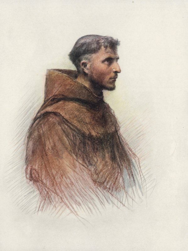 Friar Masseo (värilitografia) tekijältä Eugene (after) Burnand