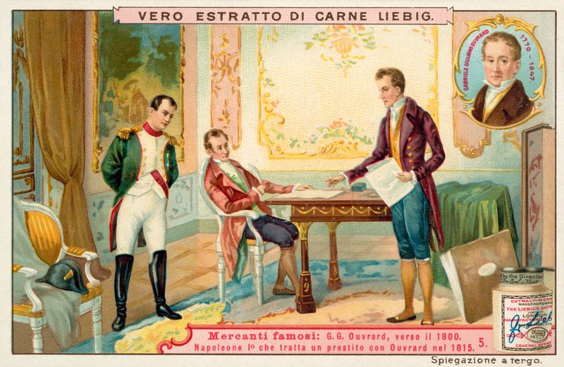Napoleon neuvottelee lainasta ranskalaisen pankkiirin Gabriel-Julien Ouvrardin kanssa, 1815 tekijältä European School