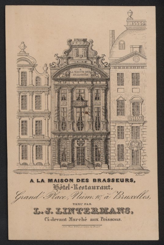 A La Maison Des Brasseurs, Hotel Restaurant, Bruxelles, L J Lintermans (kaiverrus) tekijältä European School