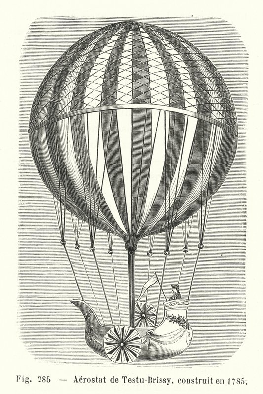 Testu-Brissyn aerostaatti, rakennettu vuonna 1785 (kaiverrus) tekijältä European School
