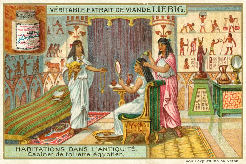 Muinainen egyptiläinen pukuhuone (chromolitho) tekijältä European School