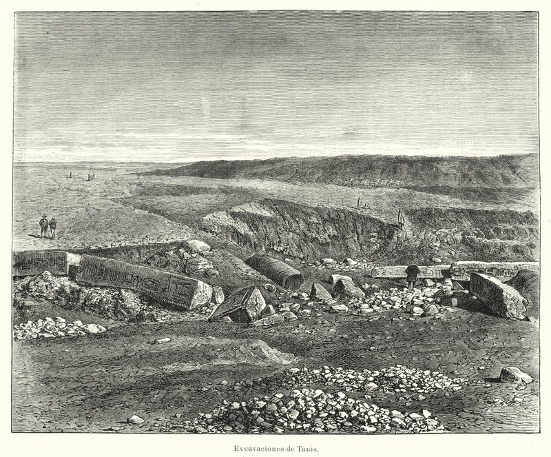 Muinaisen egyptiläisen Tanisin kaupungin (litho) arkeologiset kaivaukset tekijältä European School