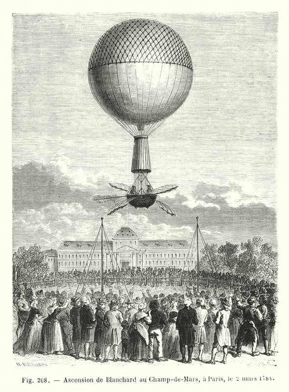 Blanchardin nousu Champ-de-Marsille, Pariisissa, 2. maaliskuuta 1784 tekijältä European School
