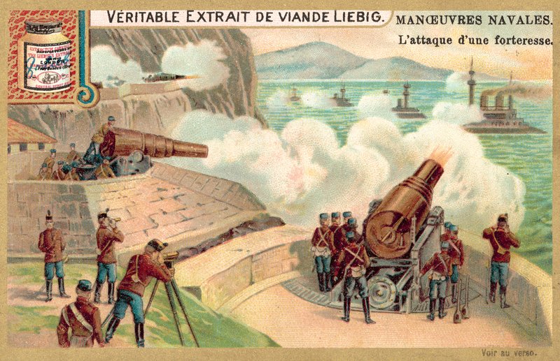 Hyökkäys rannikkolinnoitukseen (chromolitho) tekijältä European School