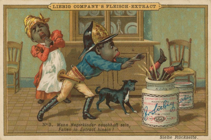 Sarjakuva African Falls into Leibig Meat Extract Jar tekijältä European School