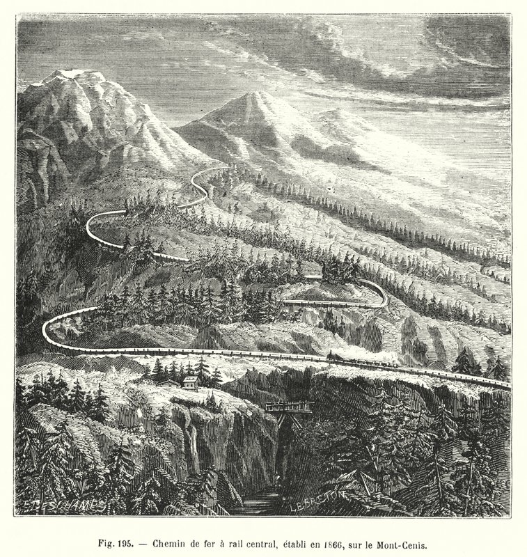 Keskusrautatie, perustettu vuonna 1866, Mont-Cenis (kaiverrus) tekijältä European School