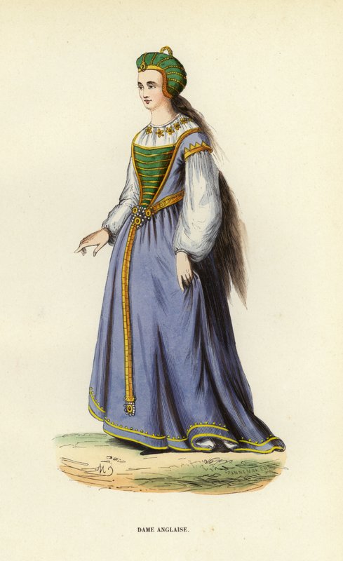 Dame Anglaise (värillinen kaiverrus) tekijältä European School