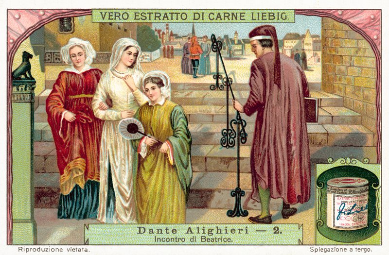 Dante tapaa Beatricen (chromolitho) tekijältä European School