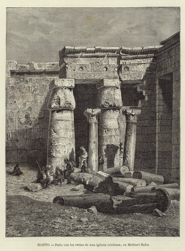 Egypti - Sisäpiha, jossa on kristillisen kirkon jäännöksiä Medinet Habussa tekijältä European School