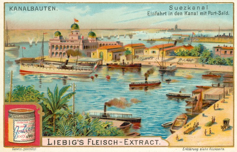 Sisäänkäynti Suezin kanavalle, Port Said, Egypti (chromolitho) tekijältä European School