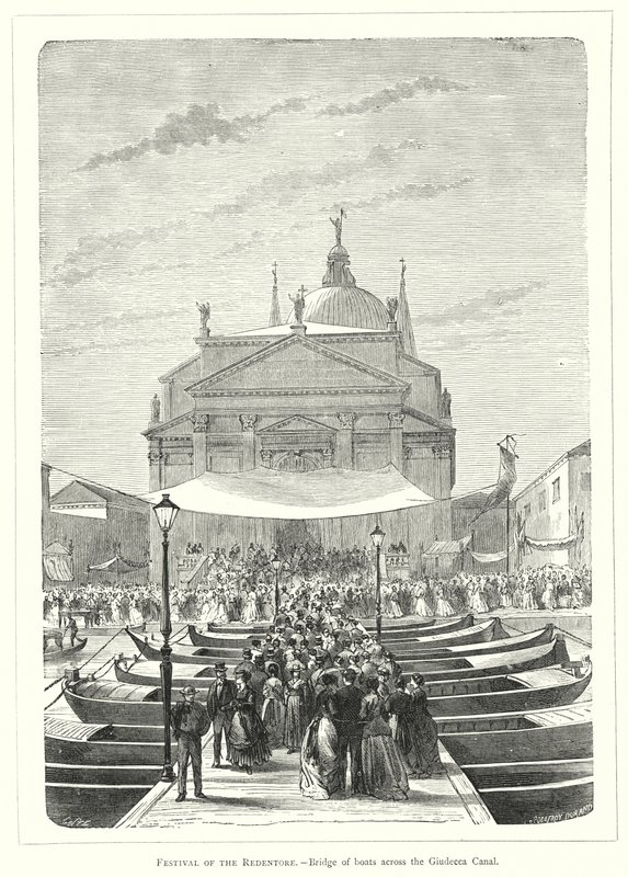 Redentoren festivaali, veneiden silta Giudeccan kanavan yli (kaiverrus) tekijältä European School