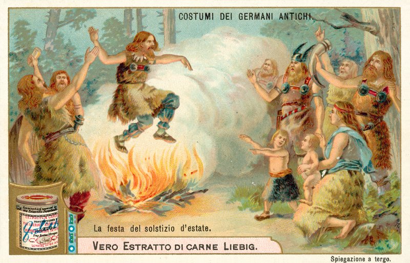 Kesäpäivänseisauksen juhla, muinainen Saksa (chromolitho) tekijältä European School