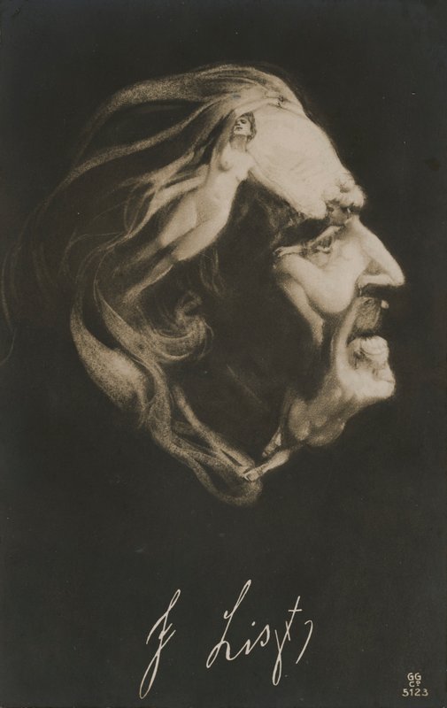 Franz Liszt, unkarilainen säveltäjä, kapellimestari ja pianisti (litografia) tekijältä European School