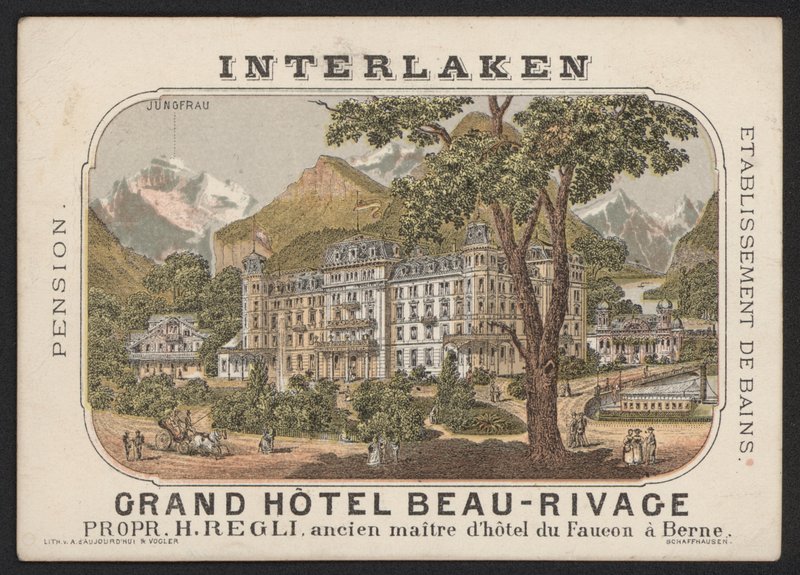 Grand Hotel Beau-Rivage, Interlaken (värillinen kaiverrus) tekijältä European School