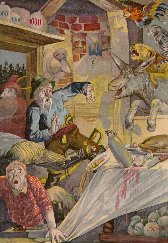 Grimmin tarinat: Bremenin muusikot (chromolitho). tekijältä European School