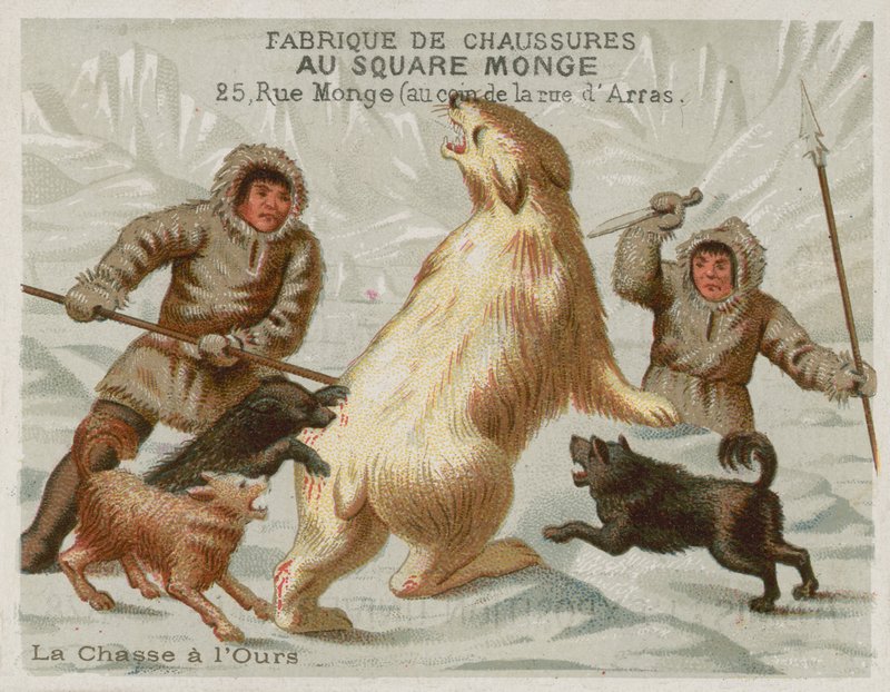 Jääkarhujen metsästys koirien kanssa (chromolitho) tekijältä European School
