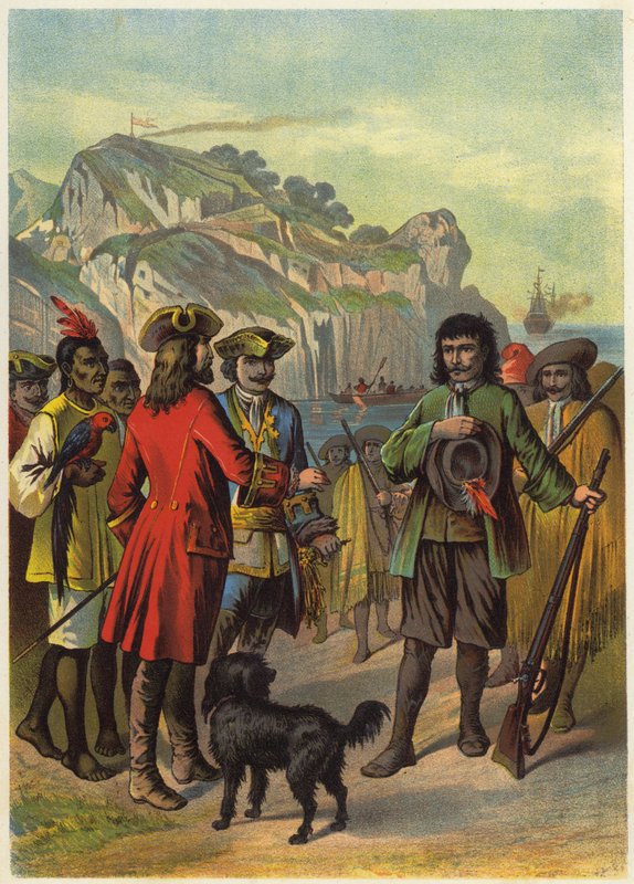 Kuvitus Robinson Crusoe -teokseen (värilitro) tekijältä European School
