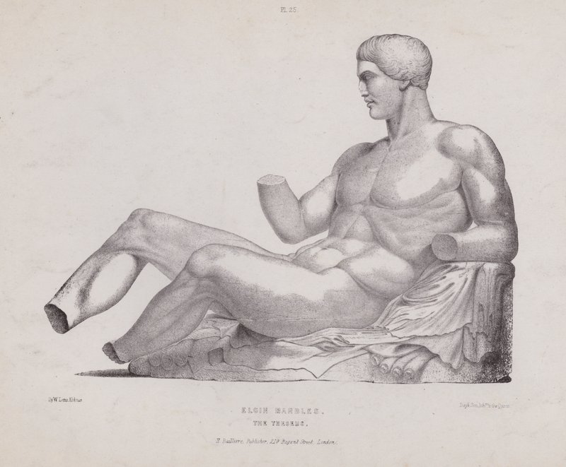 Kuva ihmisen ulkoisten muotojen anatomiasta: Elgin Marbles, The Theseus (litho) tekijältä European School