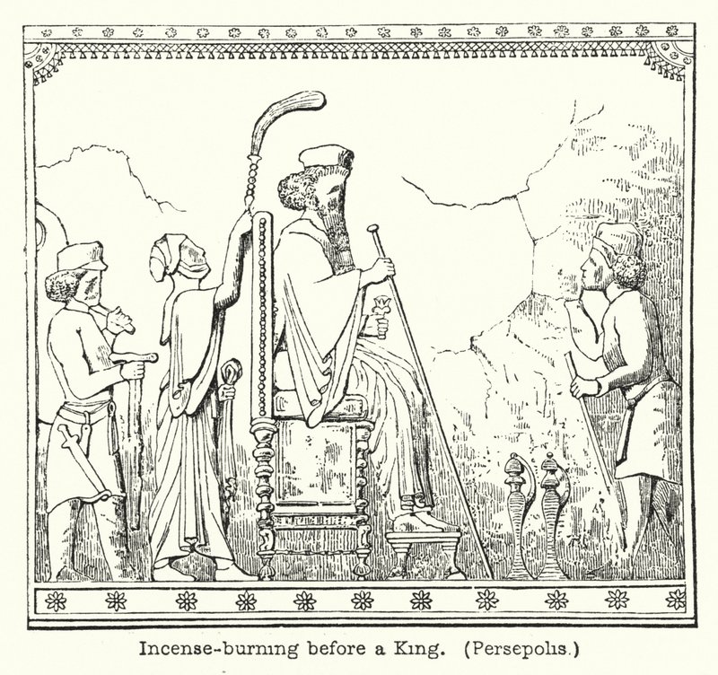 Suitsukkeen poltto kuninkaan edessä, Persepolis (kaiverrus) tekijältä European School