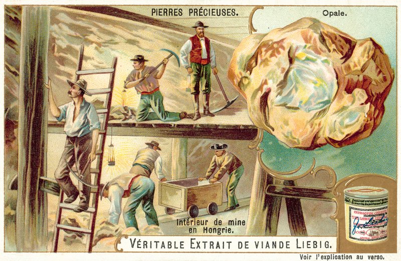 Opaalikaivoksen sisätilat Unkarissa (chromolitho) tekijältä European School