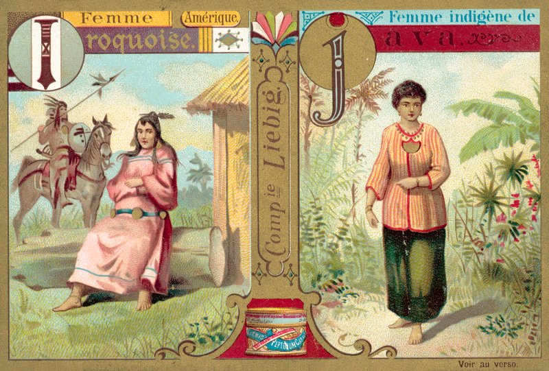 Irokeesit ja jaavalaiset naiset (chromolitho) tekijältä European School