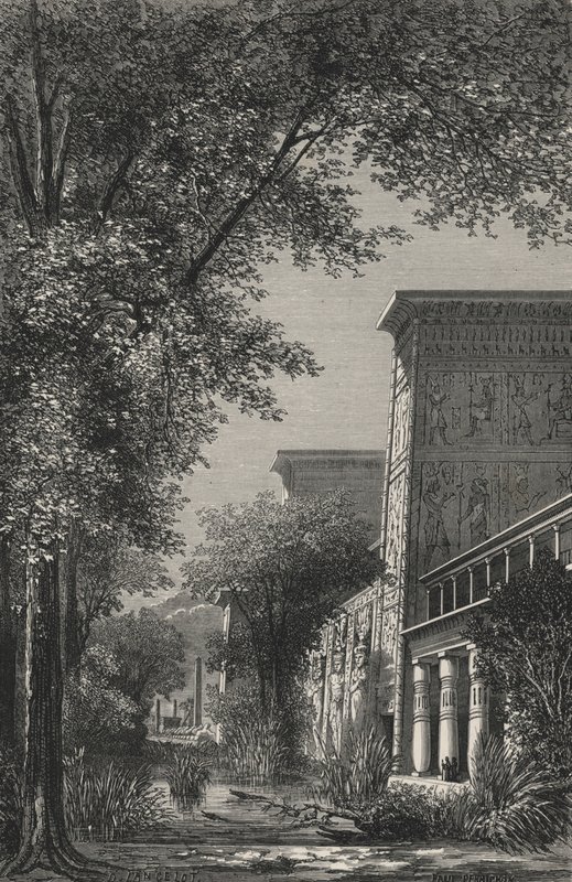 Egyptiläisen temppelin puutarha (kaiverrus) tekijältä European School