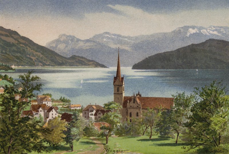 Luzernjärvi: Weggis (väri litho) tekijältä European School