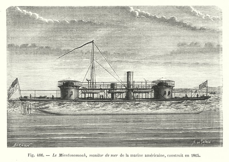 Miantonomoah, Yhdysvaltain laivaston merimonitori, rakennettu vuonna 1865 (kaiverrus) tekijältä European School