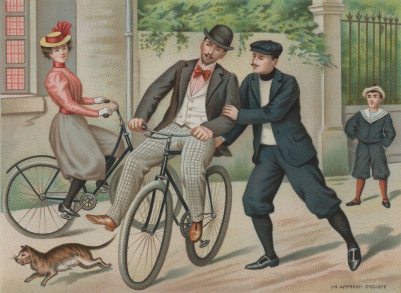 Pyöräilyn oppiminen (chromolitho) tekijältä European School