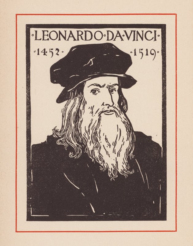 Leonardo da Vinci, italialainen renessanssin moniottelija (litografia) tekijältä European School