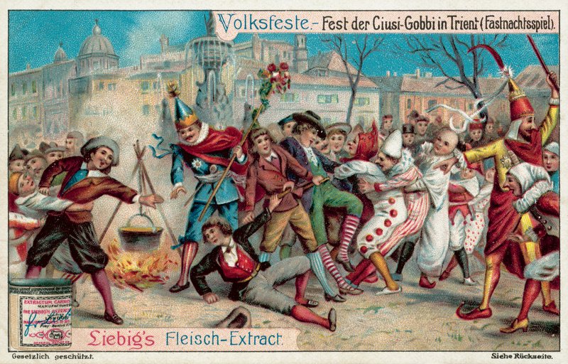 Mardi Gras -juhlat Trentossa, Italiassa (chromolitho) tekijältä European School