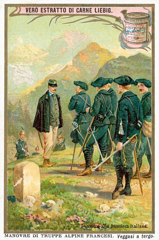 Tapaaminen Italian rajalla (chromolitho) tekijältä European School