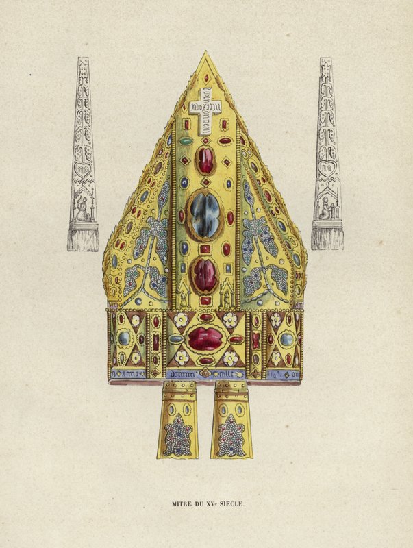 15th Century Mitre (värillinen kaiverrus) tekijältä European School