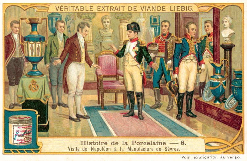 Napoleon I vierailemassa posliinitehtaalla Sevresissä, Ranskassa (chromolitho) tekijältä European School