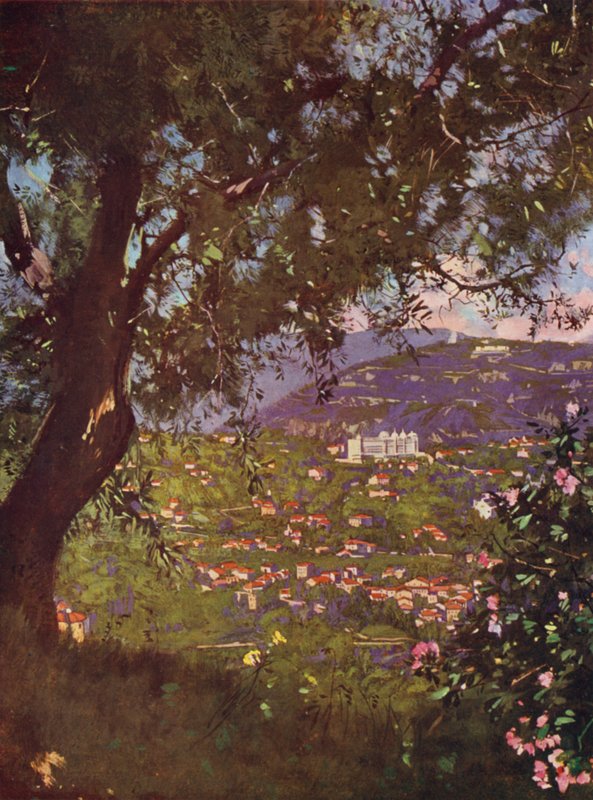 Nizza, Cimiez ja Chateau Observatorio (värilitografia). tekijältä European School