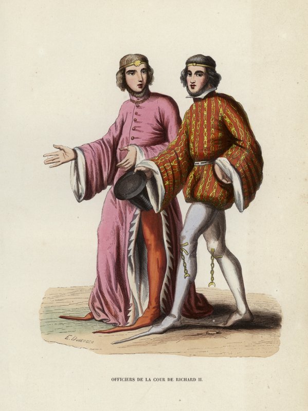 Richard II:n tuomioistuimen virkailijat (värillinen kaiverrus) tekijältä European School